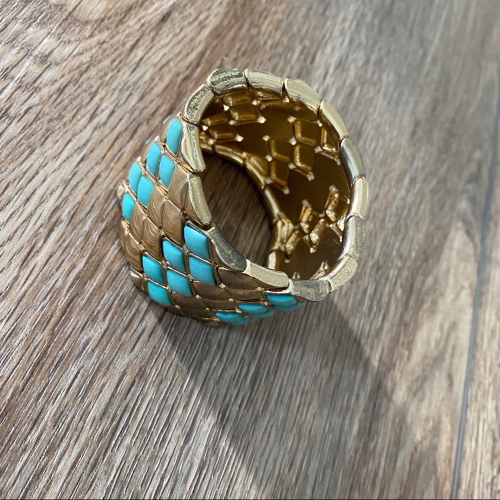 Charlotte Russe Gold Mint Stretch Cuff Bracelet